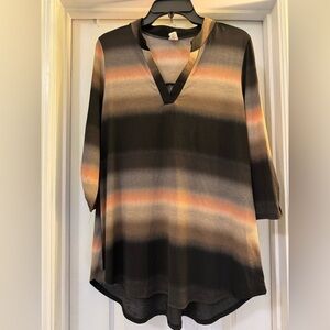 Honeyme Curvy Long Sleeve Multi-Color Shirt